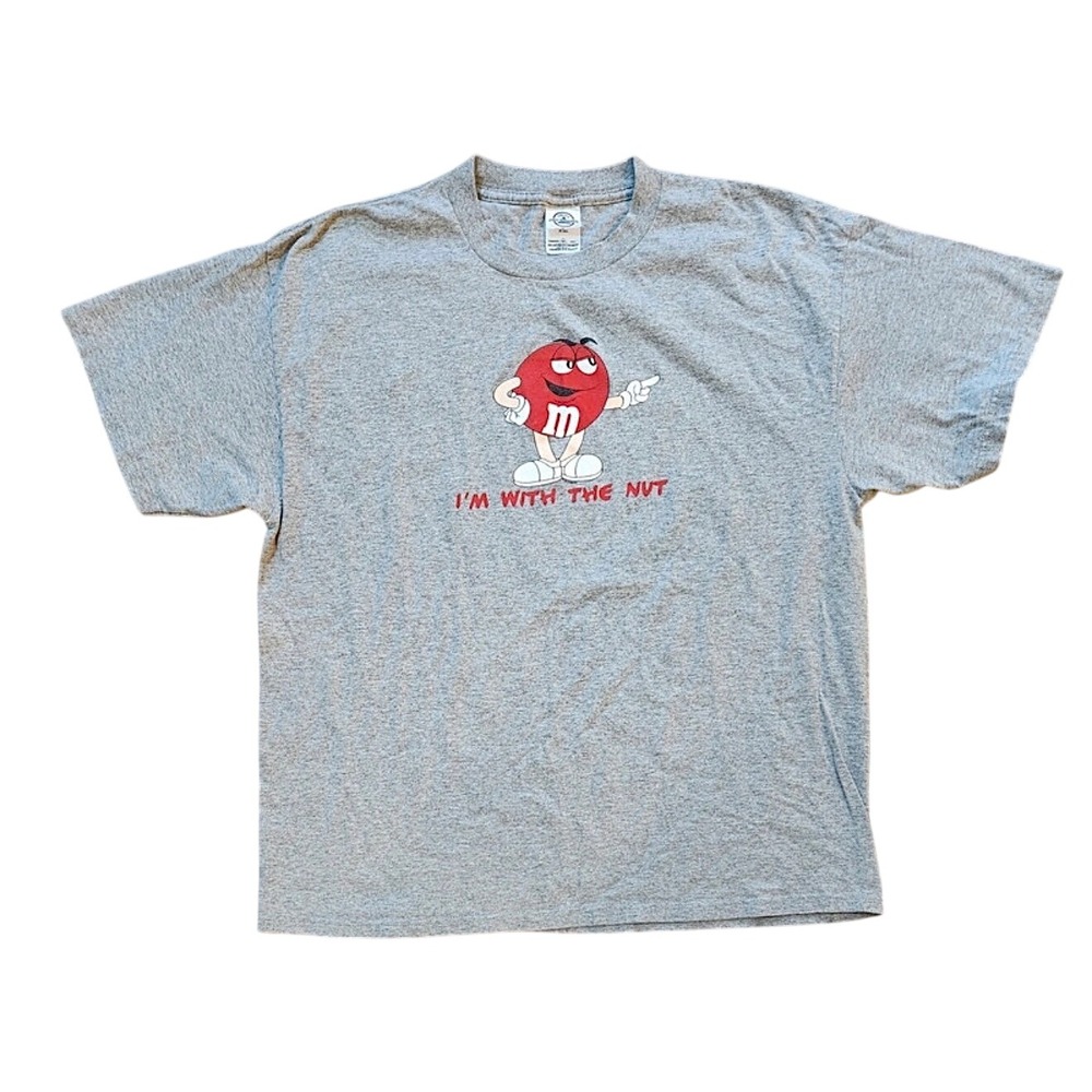 Gildan Graphic Tee Womens Small Gray Excellent M&M I'm With The Nut Cotton Shirt